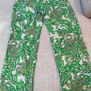 Lilly Pulitzer Green and Pink Drawstring Pants